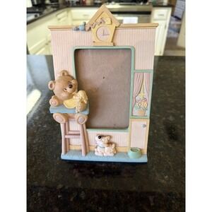 Vintage 1992 Burnes Of Boston Picture Frame 4x6 Teddy Bear Nursery Baby Puppy